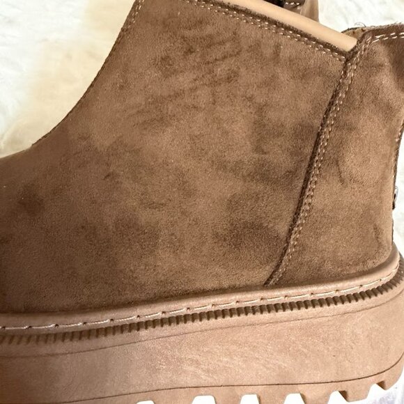 Brown Faux Suede Platform Winter Boots – Warm Lined, Size 8 - Picture 9 of 9